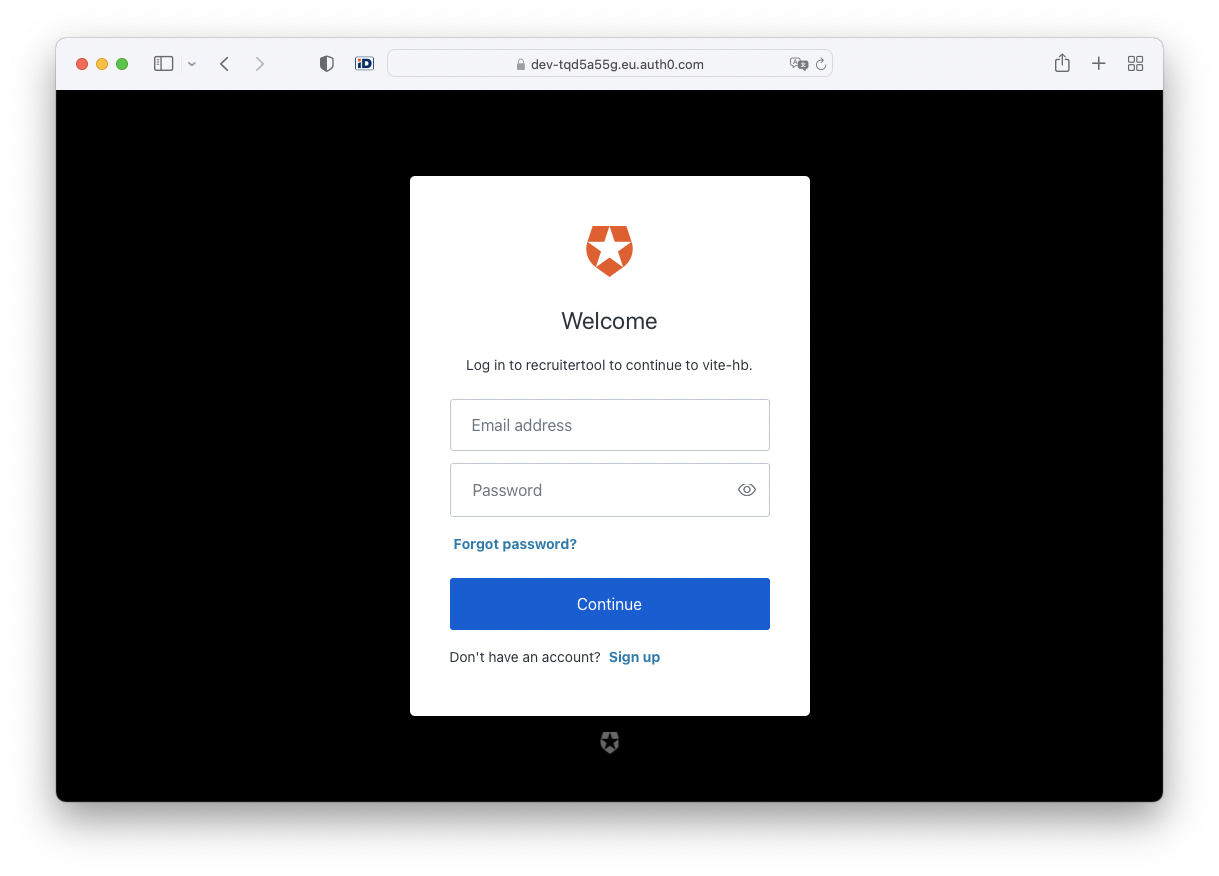 auth0 login screen